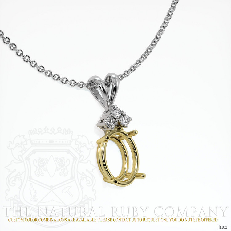 14K Yellow & White Accent Stones Pendant Setting