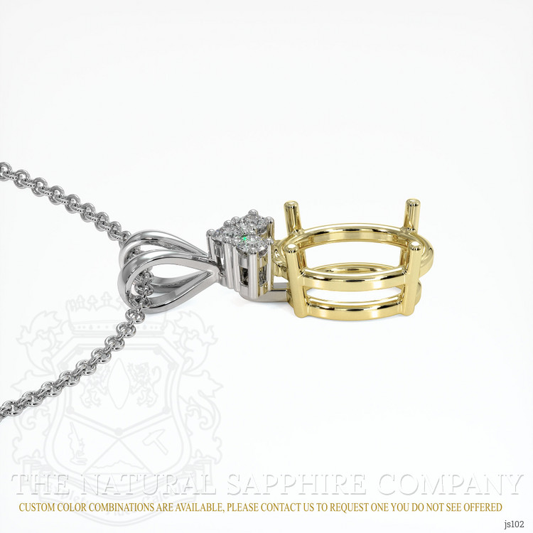 14K Yellow & White Accent Stones Pendant Setting