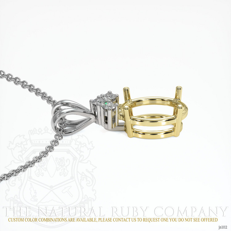 14K Yellow & White Accent Stones Pendant Setting