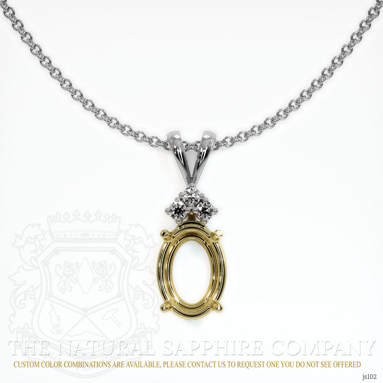 18K Yellow & White Accent Stones Pendant Setting