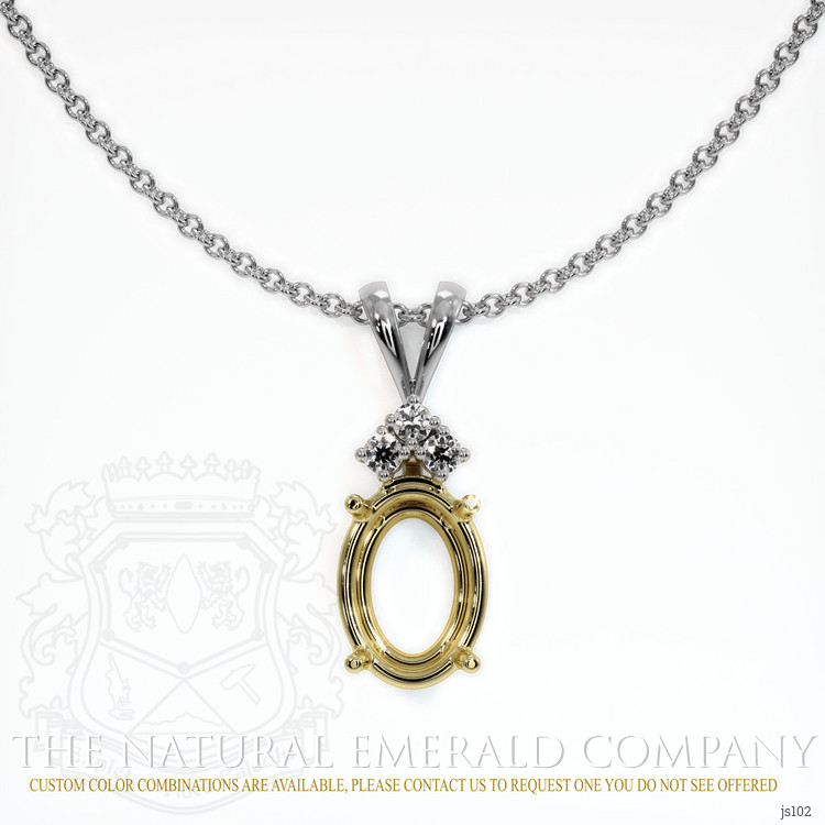 18K Yellow & White Accent Stones Pendant Setting