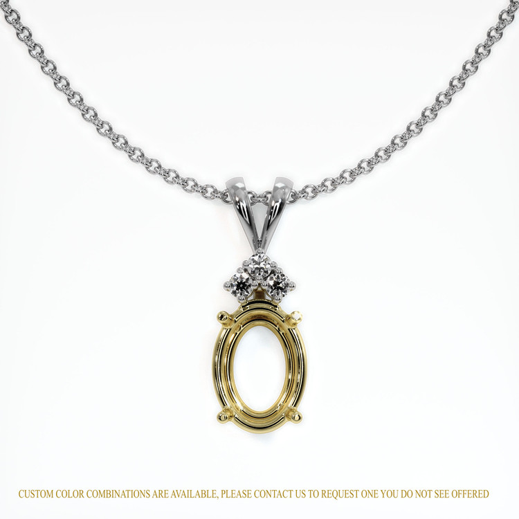 18K Yellow & White Accent Stones Pendant Setting