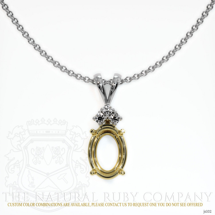 18K Yellow & White Accent Stones Pendant Setting