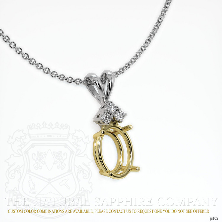 18K Yellow & White Accent Stones Pendant Setting