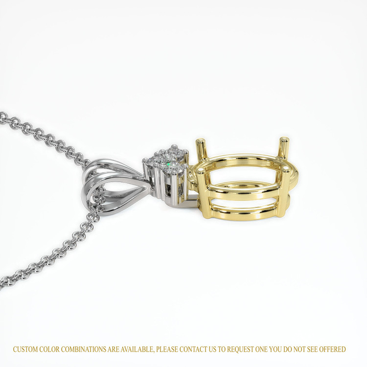 18K Yellow & White Accent Stones Pendant Setting