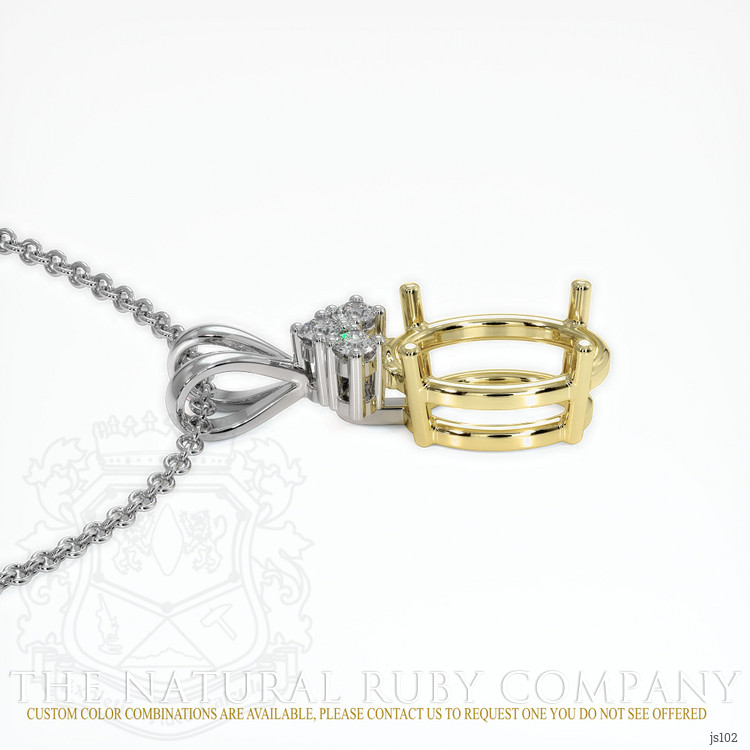 18K Yellow & White Accent Stones Pendant Setting