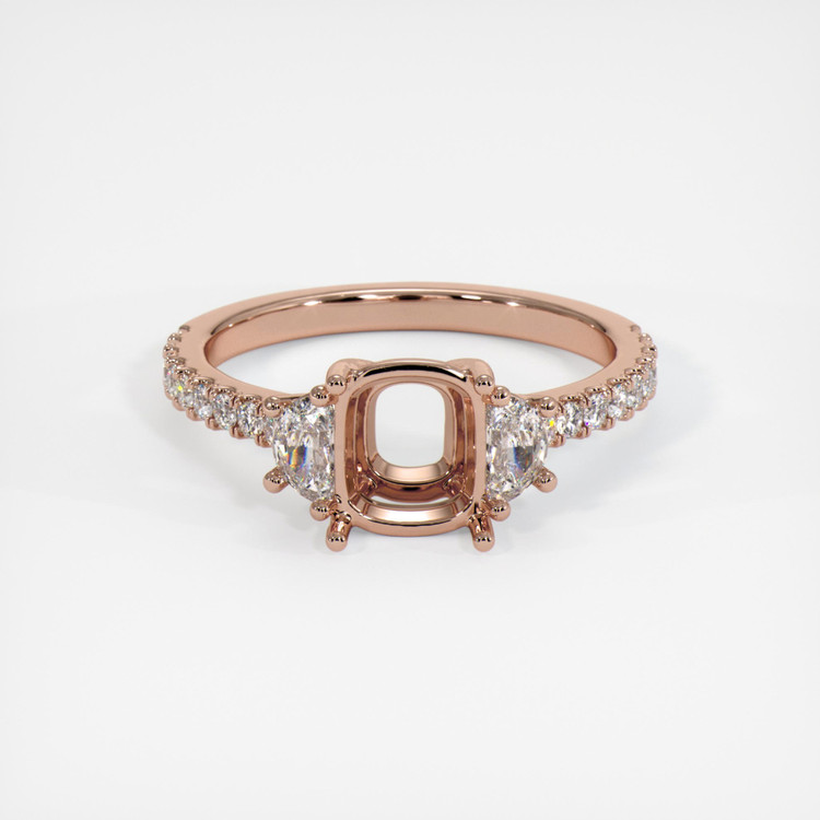 14K Rose Gold Three Stone Ring Setting