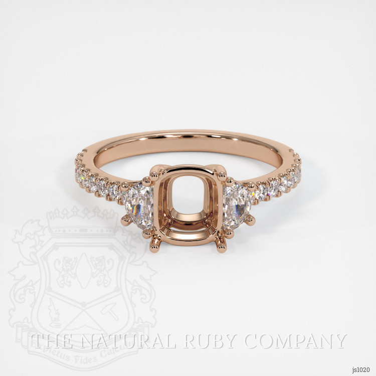 14K Rose Gold Three Stone Ring Setting