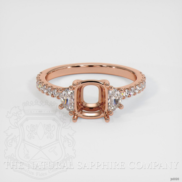 14K Rose Gold Three Stone Ring Setting