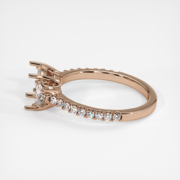 14K Rose Gold Three Stone Ring Setting
