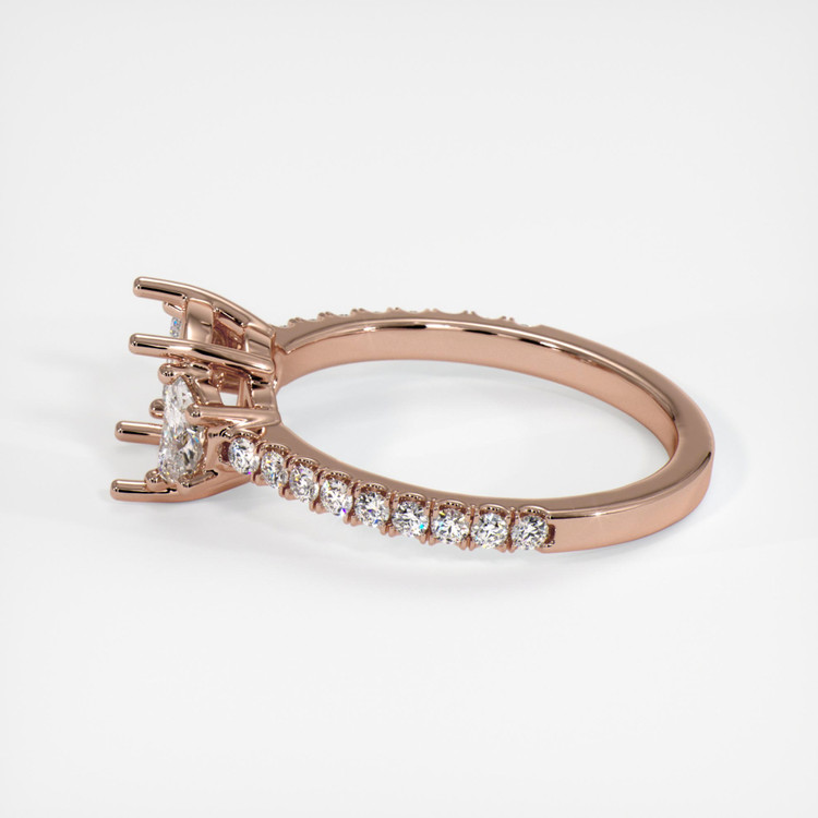 14K Rose Gold Three Stone Ring Setting