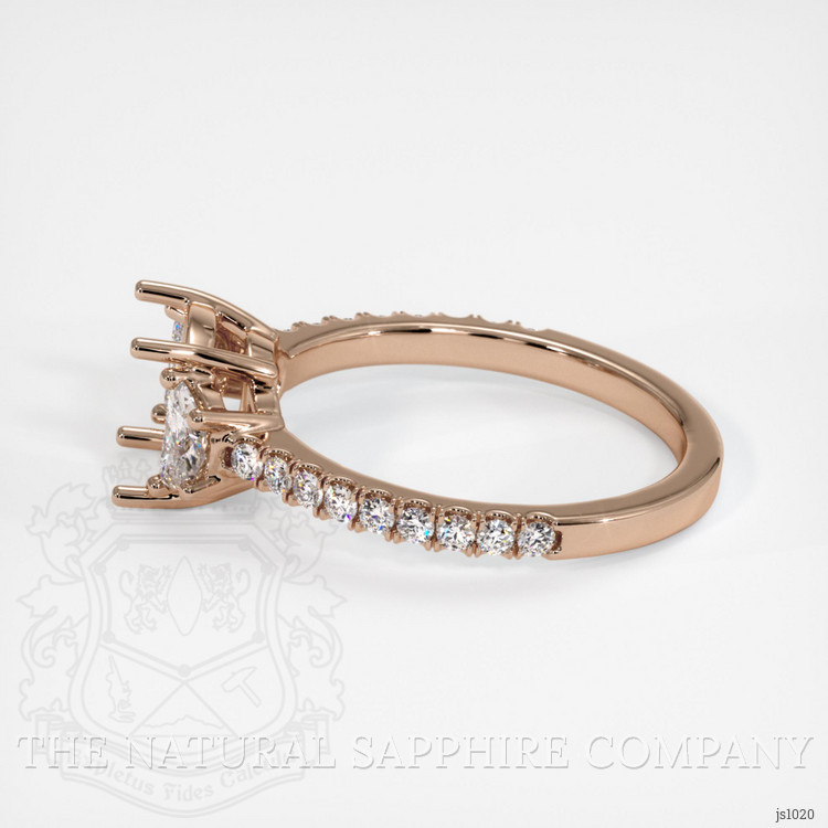 14K Rose Gold Three Stone Ring Setting