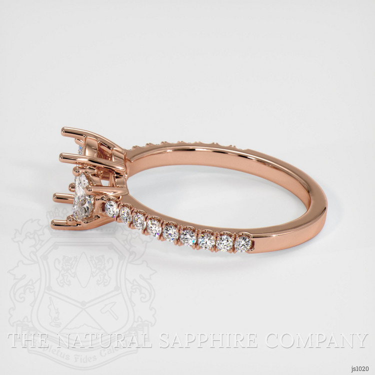 14K Rose Gold Three Stone Ring Setting