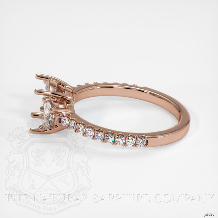 14K Rose Gold Three Stone Ring Setting