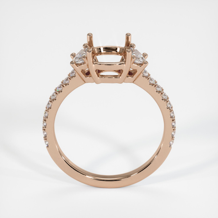 14K Rose Gold Three Stone Ring Setting