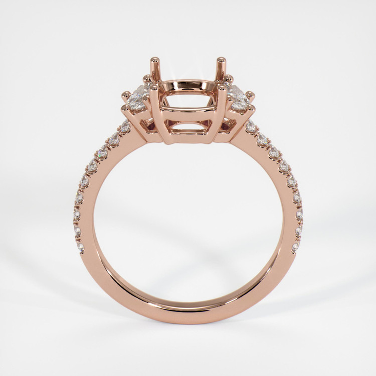 14K Rose Gold Three Stone Ring Setting