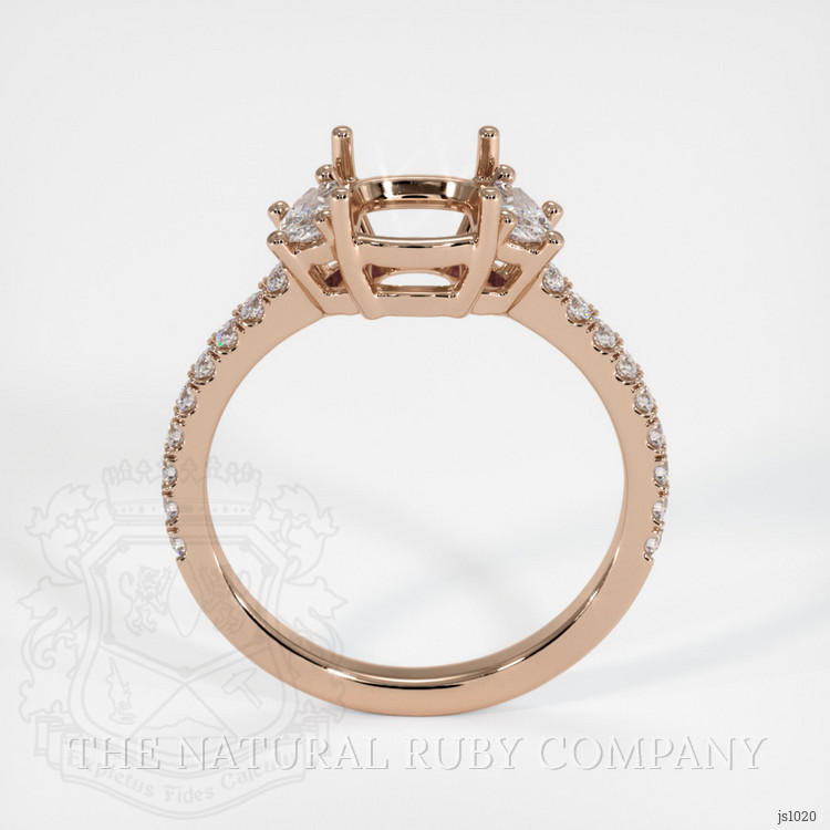 14K Rose Gold Three Stone Ring Setting