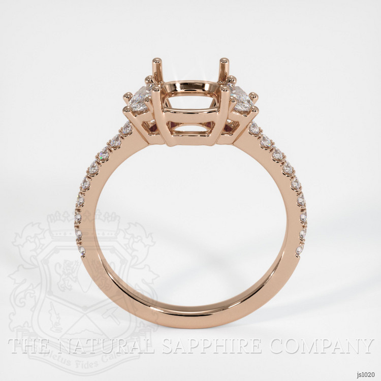 14K Rose Gold Three Stone Ring Setting