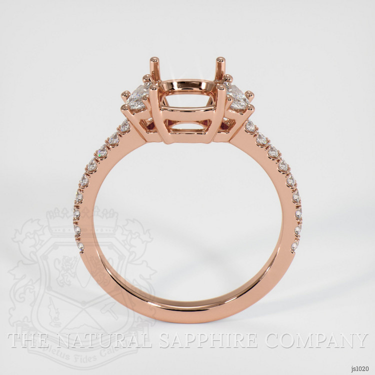 14K Rose Gold Three Stone Ring Setting