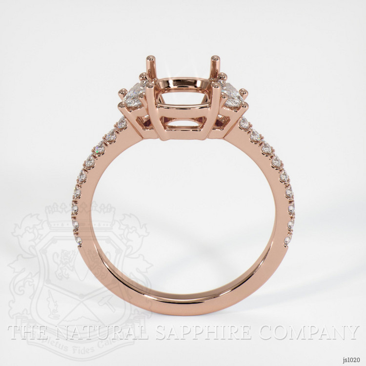 14K Rose Gold Three Stone Ring Setting