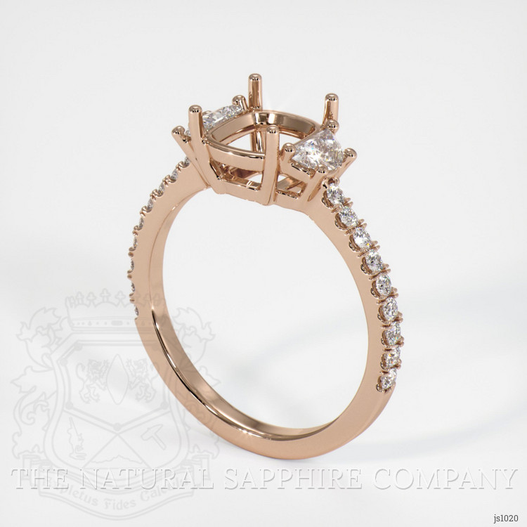 18K Rose Gold Three Stone Ring Setting