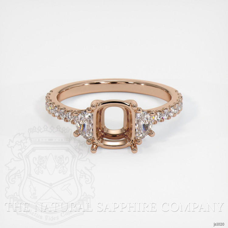 18K Rose Gold Three Stone Ring Setting
