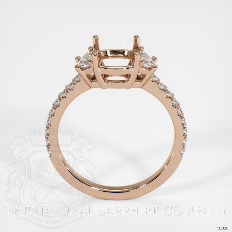 18K Rose Gold Three Stone Ring Setting