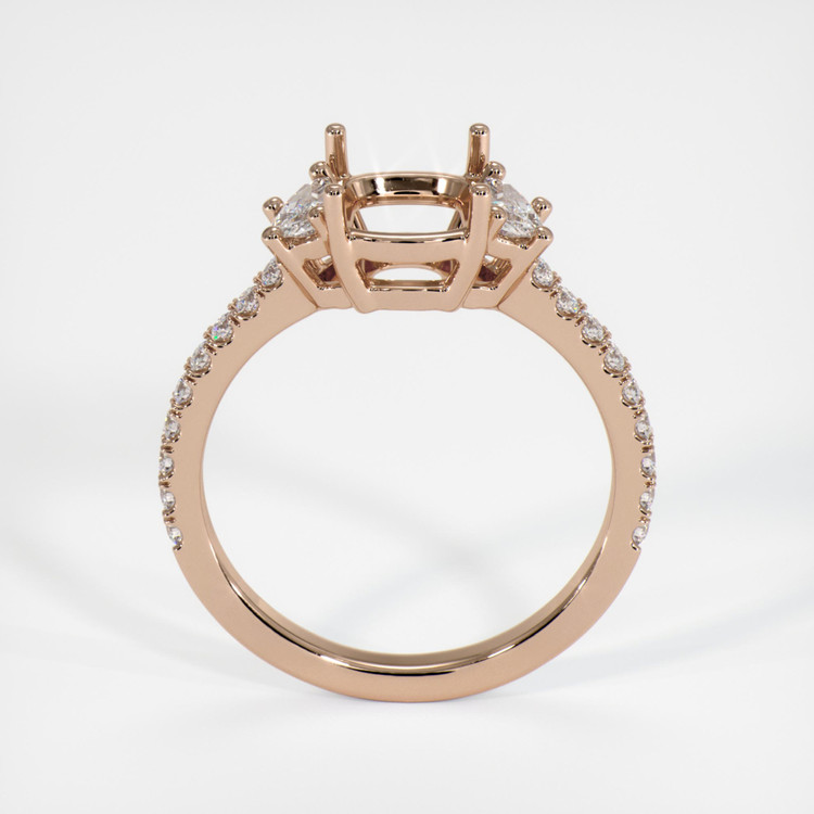 18K Rose Gold Three Stone Ring Setting