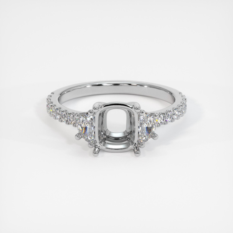 14K White Gold Three Stone Ring Setting