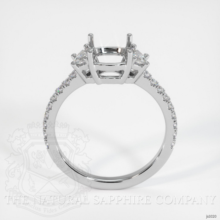 14K White Gold Three Stone Ring Setting