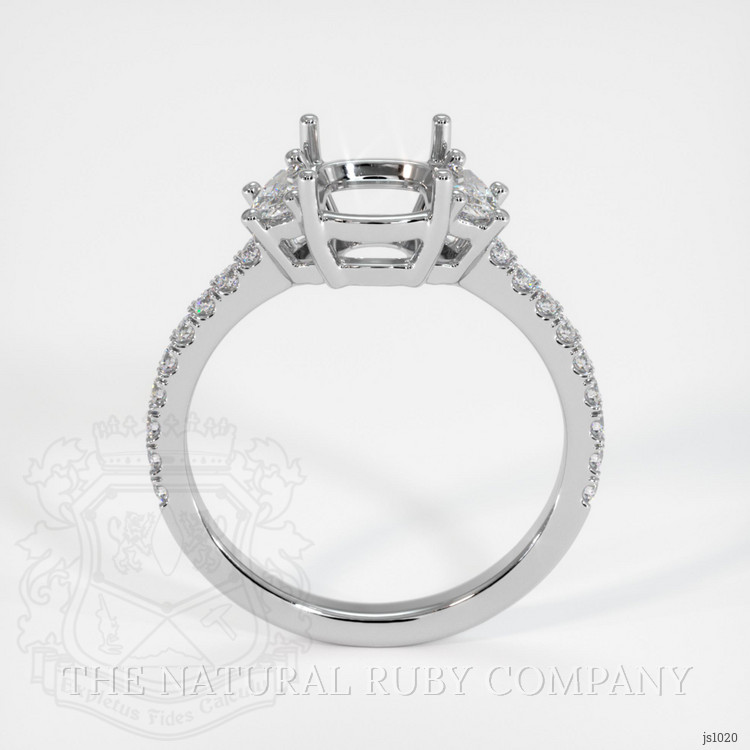14K White Gold Three Stone Ring Setting
