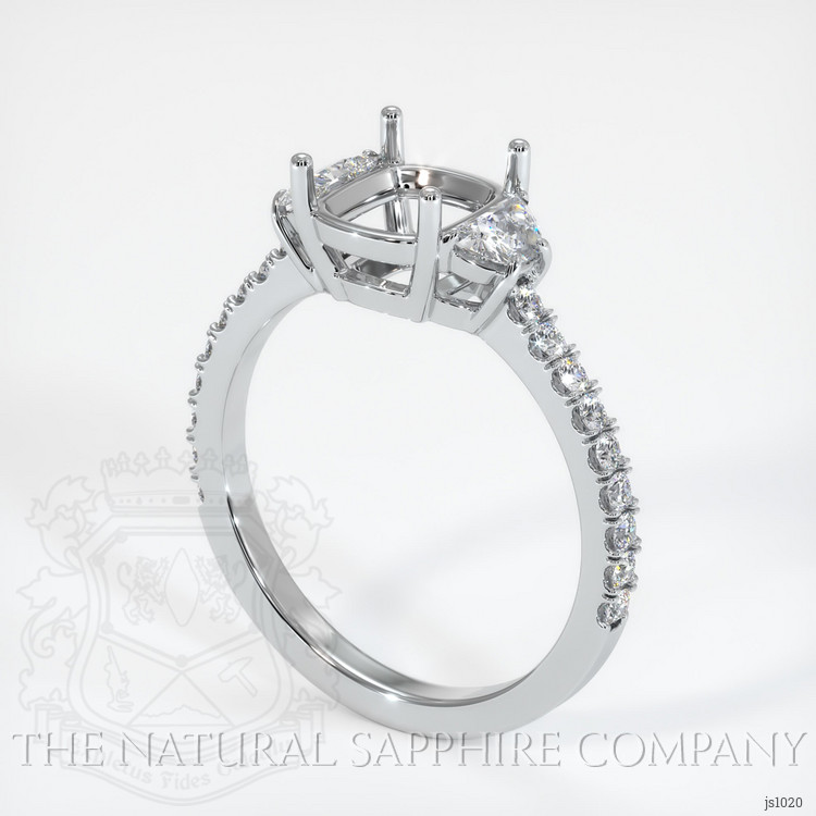18K White Gold Three Stone Ring Setting