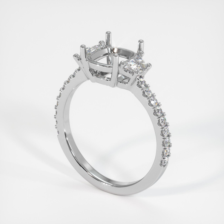 18K White Gold Three Stone Ring Setting