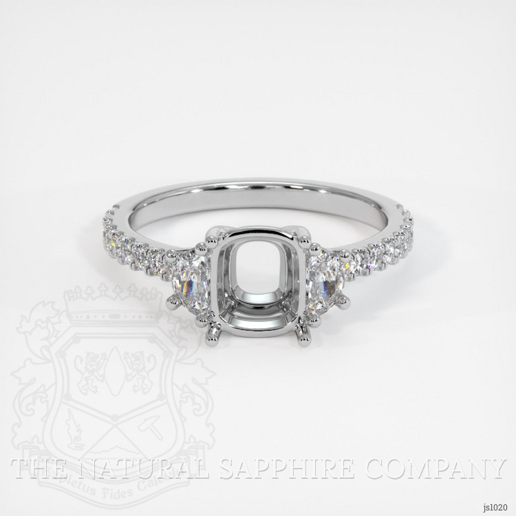 18K White Gold Three Stone Ring Setting