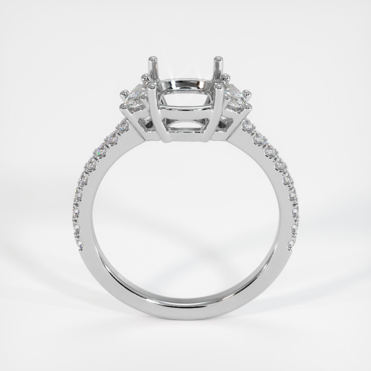 18K White Gold Three Stone Ring Setting