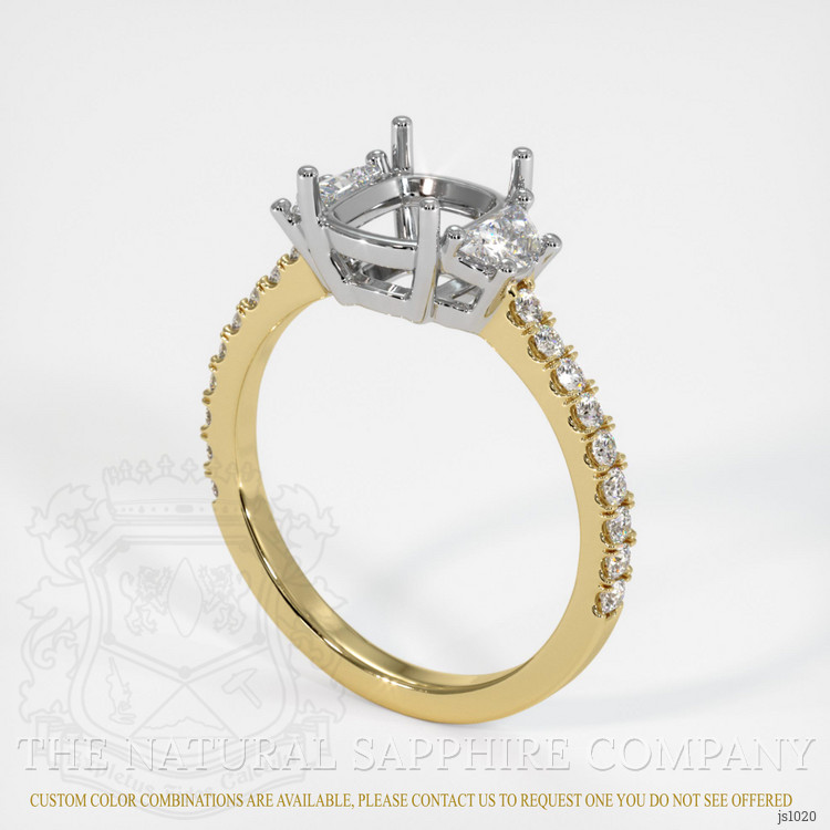 14K White & Yellow Three Stone Ring Setting