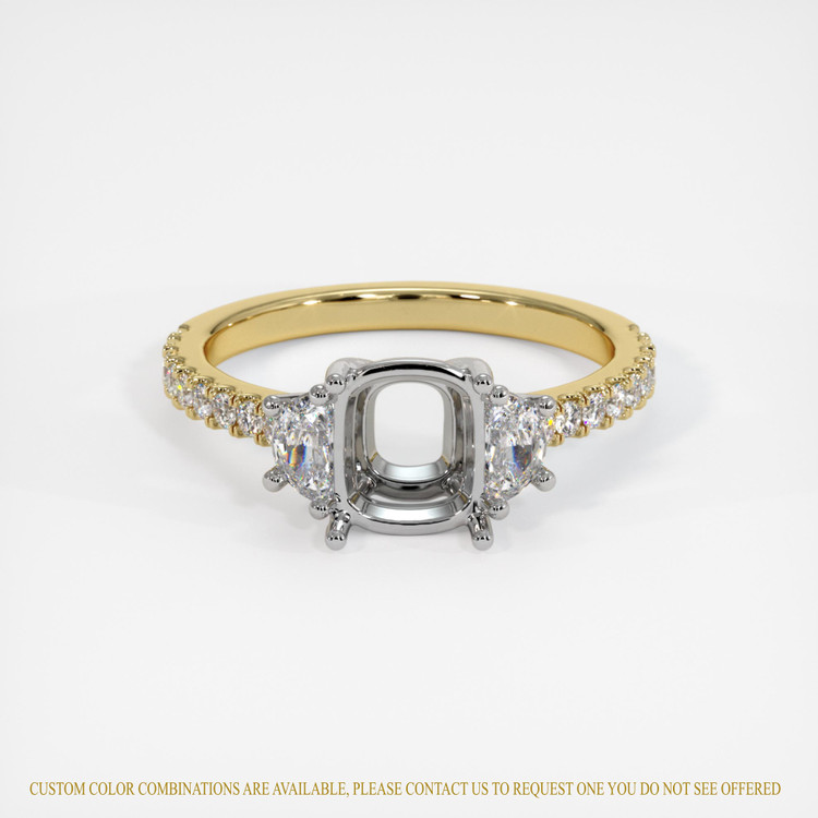 14K White & Yellow Three Stone Ring Setting