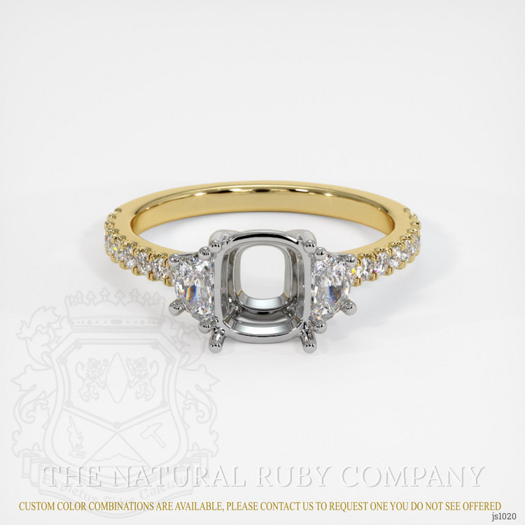14K White & Yellow Three Stone Ring Setting