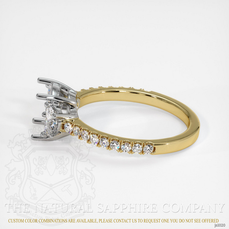 14K White & Yellow Three Stone Ring Setting