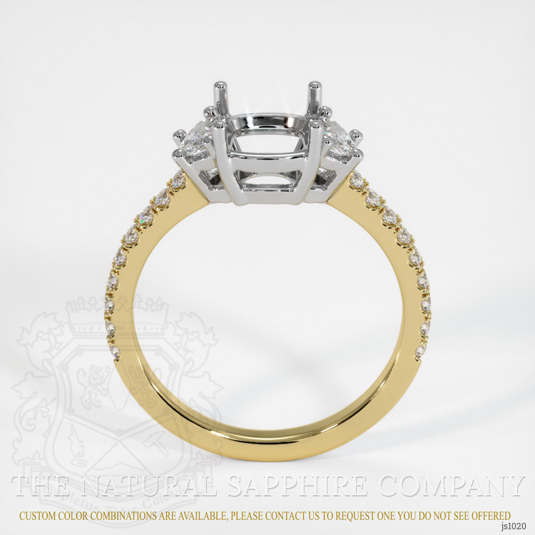 14K White & Yellow Three Stone Ring Setting