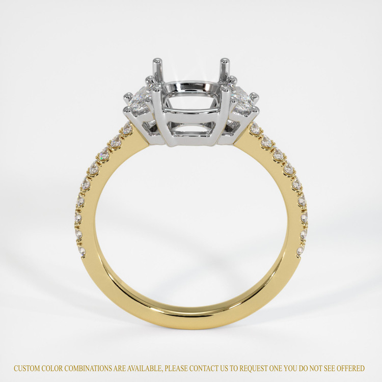 14K White & Yellow Three Stone Ring Setting