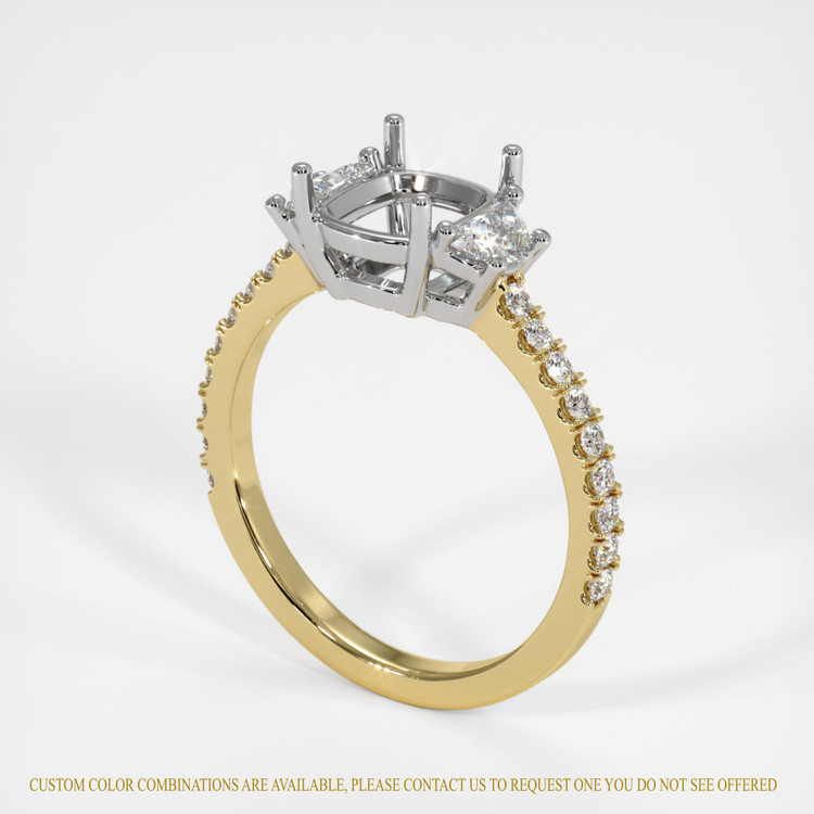 18K White & Yellow Three Stone Ring Setting