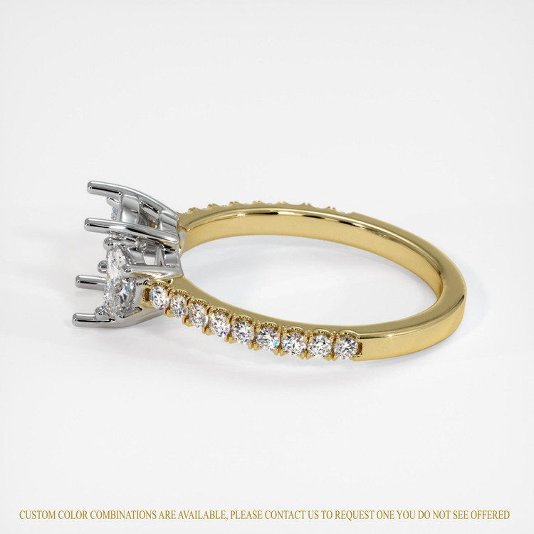 18K White & Yellow Three Stone Ring Setting