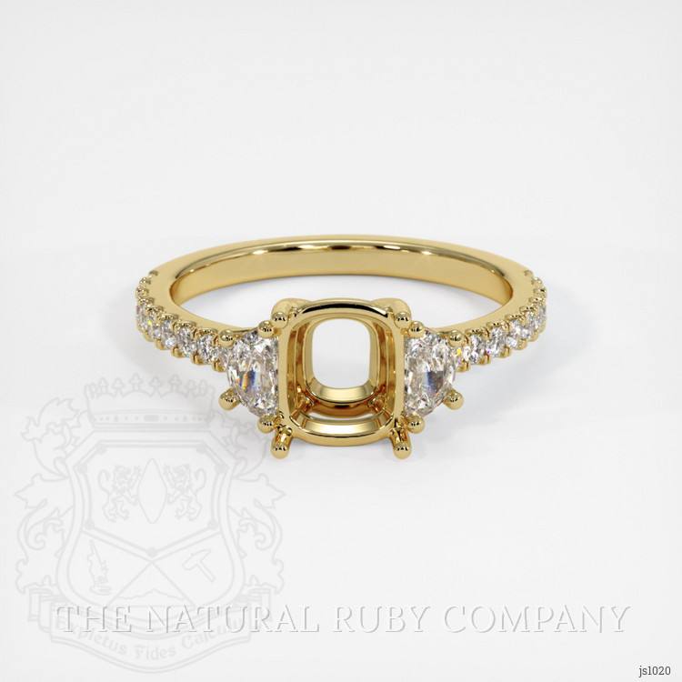 14K Yellow Gold Three Stone Ring Setting