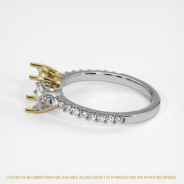 14K Yellow & White Three Stone Ring Setting