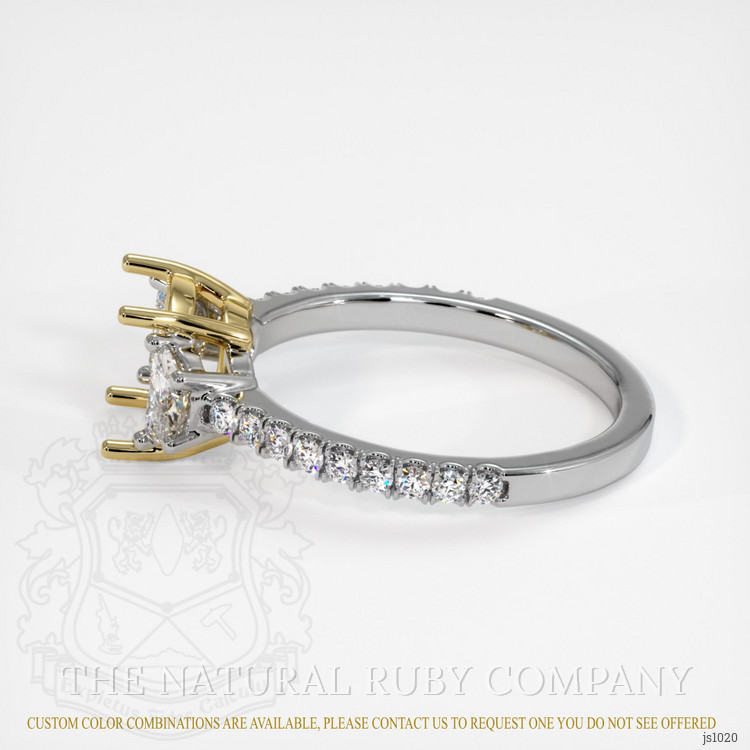 14K Yellow & White Three Stone Ring Setting