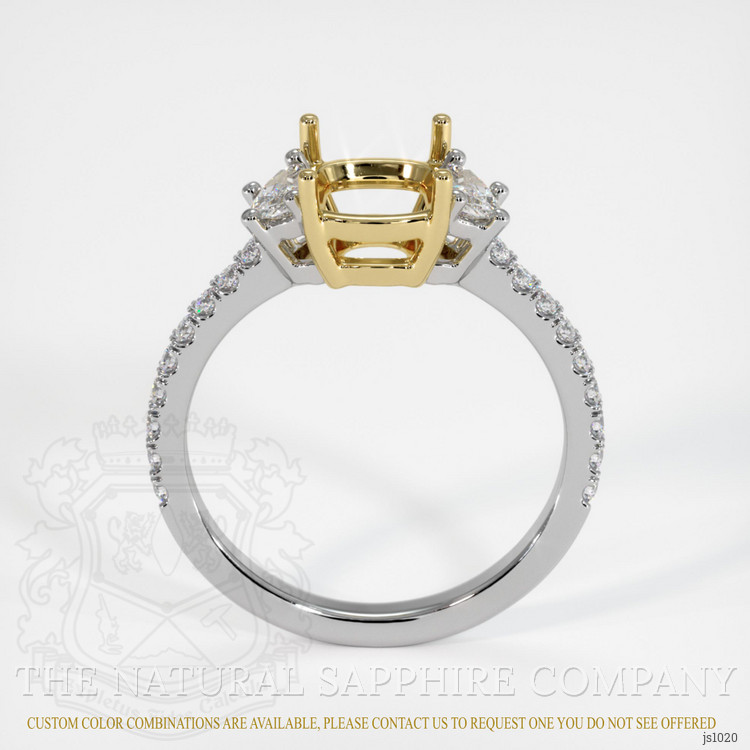 14K Yellow & White Three Stone Ring Setting