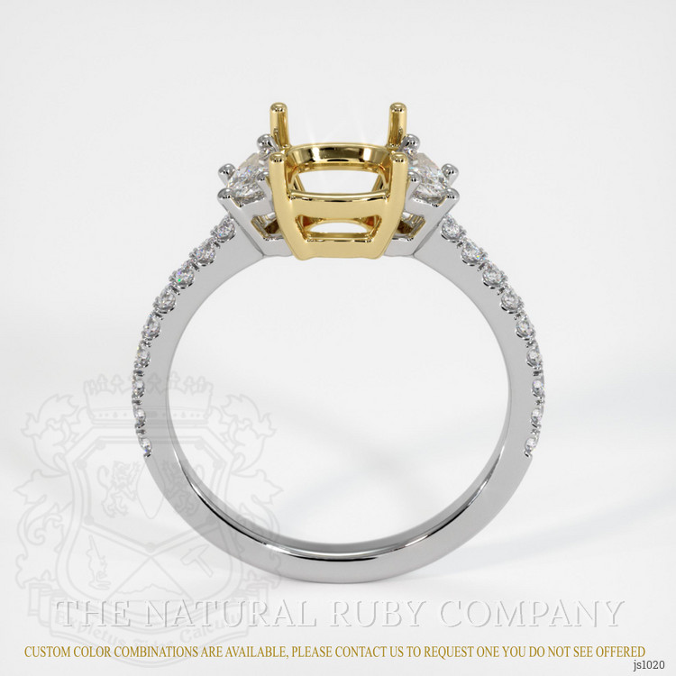 14K Yellow & White Three Stone Ring Setting