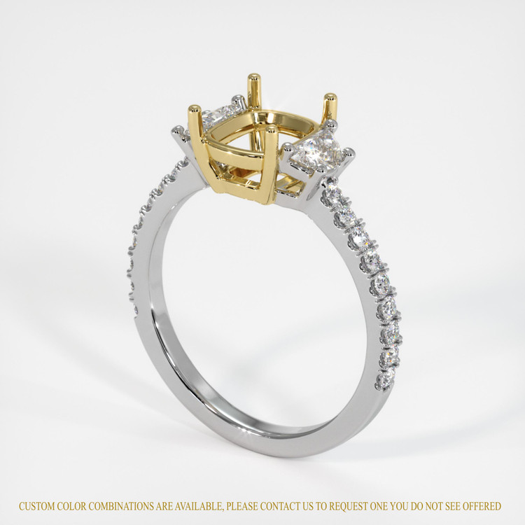 18K Yellow & White Three Stone Ring Setting