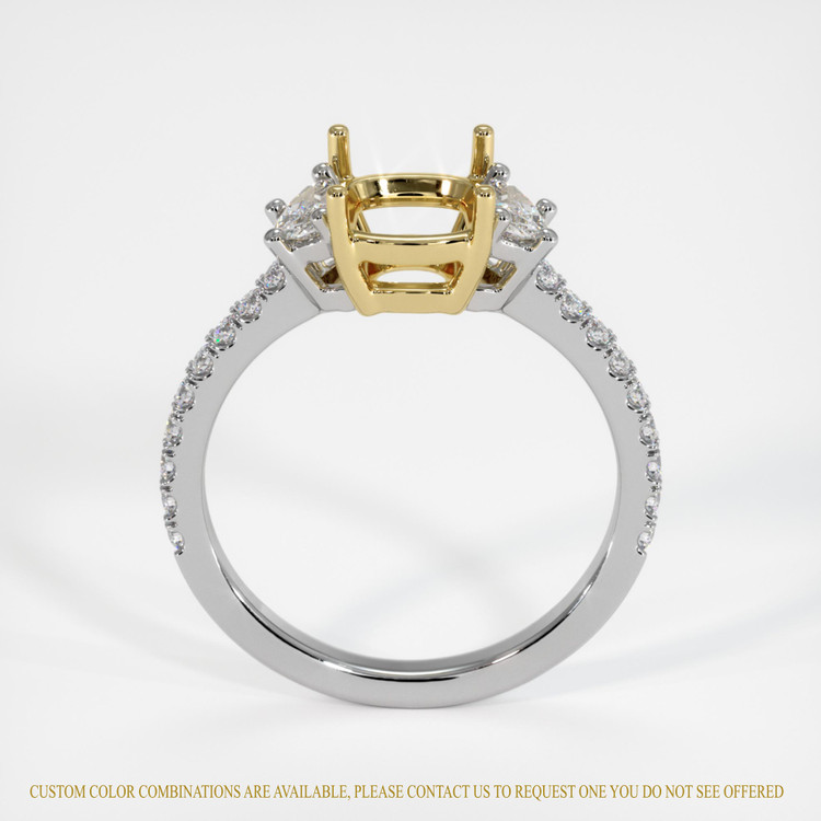 18K Yellow & White Three Stone Ring Setting